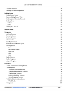 A350 Pilot Systems Table of Content