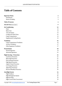 A350 Pilot Systems Table of Contents